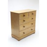 A VICTORIAN PINE CHEST, fitted two short & three long graduated drawers with turned knob