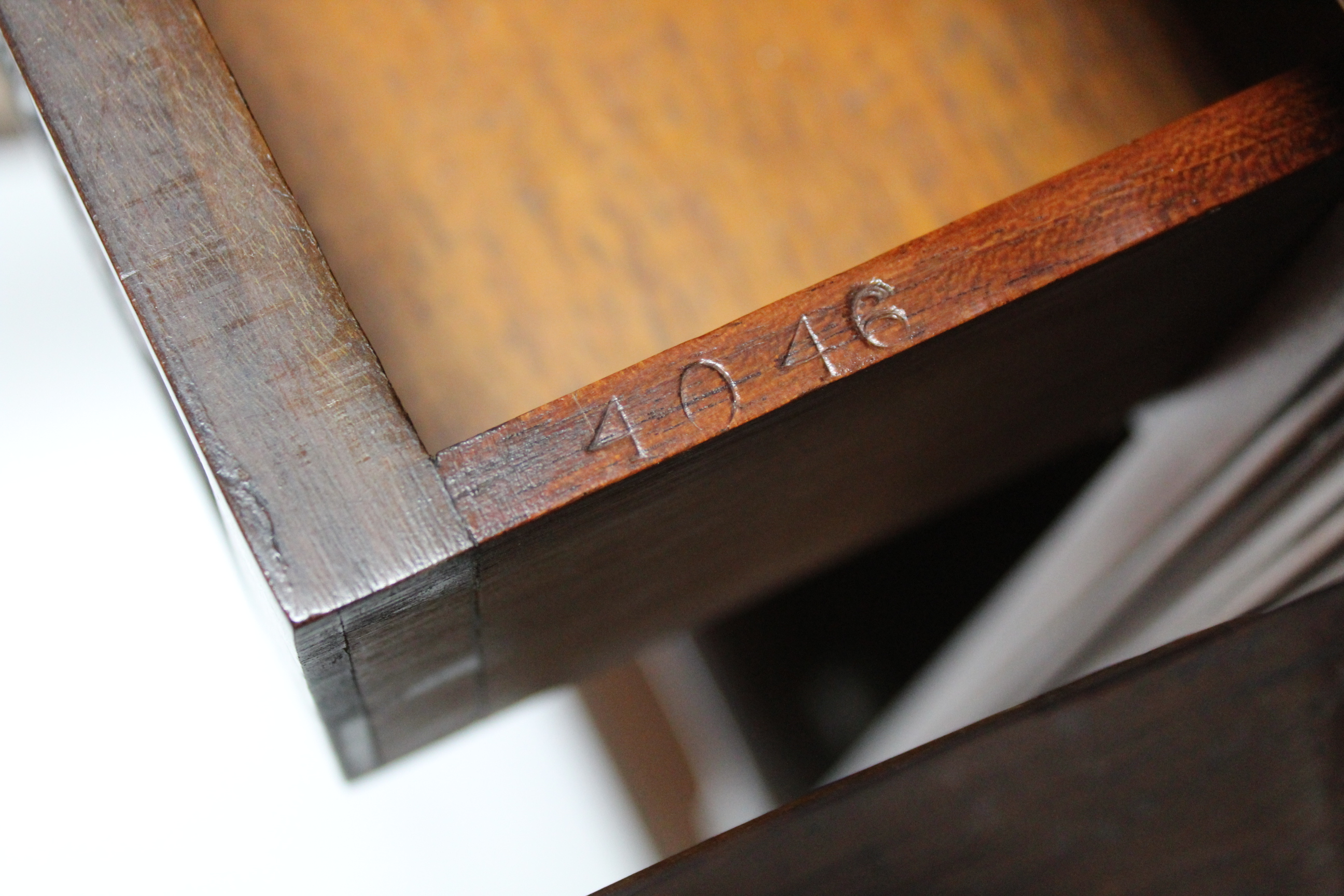 A late Victorian Jas. Schoolbred & Co. mahogany bow-front side cabinet, with enclosed cupboard to - Image 3 of 5