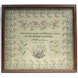 A George IV needlework sampler by Elizabeth Gather, dated Nov. 26 1829, & with one line of verse,