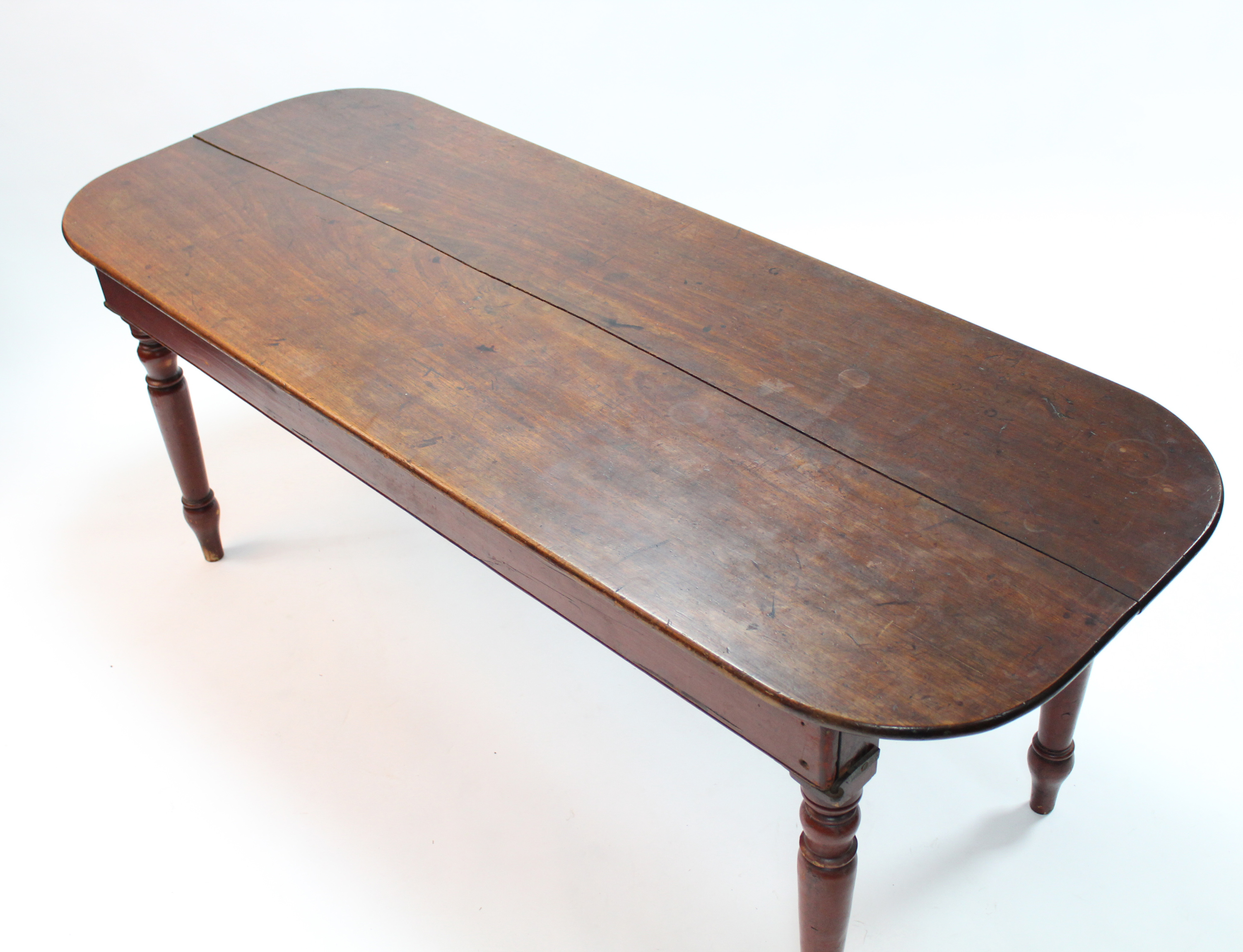 A Victorian mahogany rectangular portable serving table with rounded corners, on turned tapering - Image 2 of 4