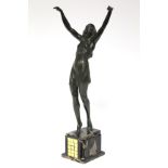 Le FAGUAYS, Pierre (attributed to). A bronze standing figure of a female gymnast, her arms raised