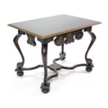 A reproduction William & Mary black lacquered centre table with gilt Chinoiserie decoration,