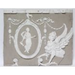 A neo-classical plaster frieze section, 18th/19th century, decorated in relief with a female