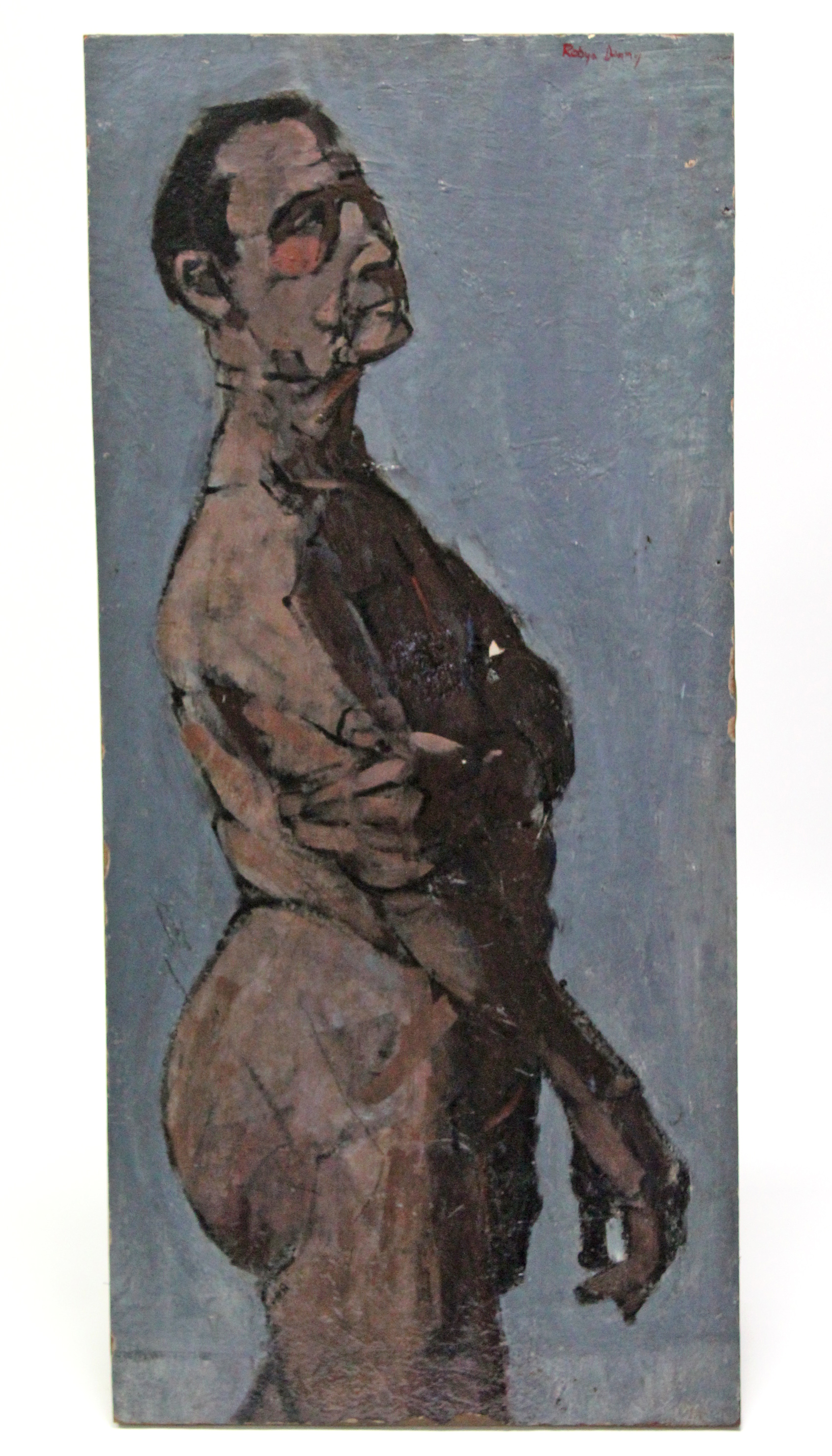 DENNY, Robyn (1930-2014). A three-quarter length male figure study. Signed; oil on board: 43” x