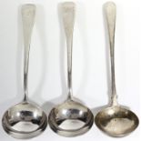 A pair of William IV silver Old English sauce ladles with oval bowls, London 1836 by Mary Chawner; &