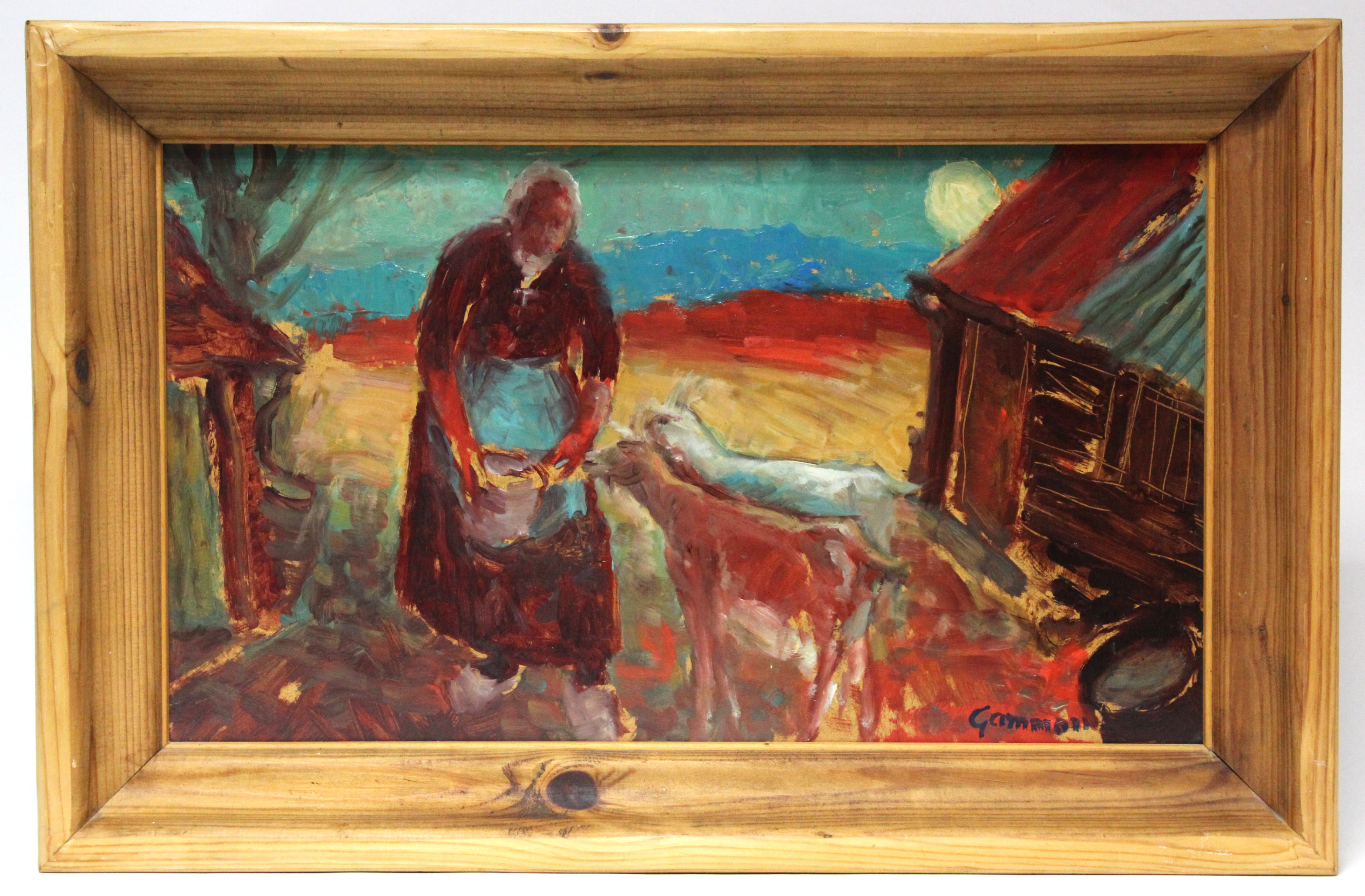 GAMMON, Reg. R. W. S., R. O. I. (1894-1997). “Girl with Goats”. Signed “Gammon” to lower right;