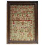 A George III needlework sampler inscribed, “Grace Mitchel at Ceres, August The 18 Day, 1809”, with