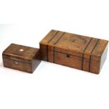 A 19th century burr-walnut & parquetry-inlaid large writing slope with fitted interior, 20” x 10” (