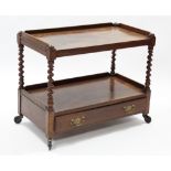 A 19th century mahogany two-tier dumb waiter fitted frieze drawer with pierced brass swing