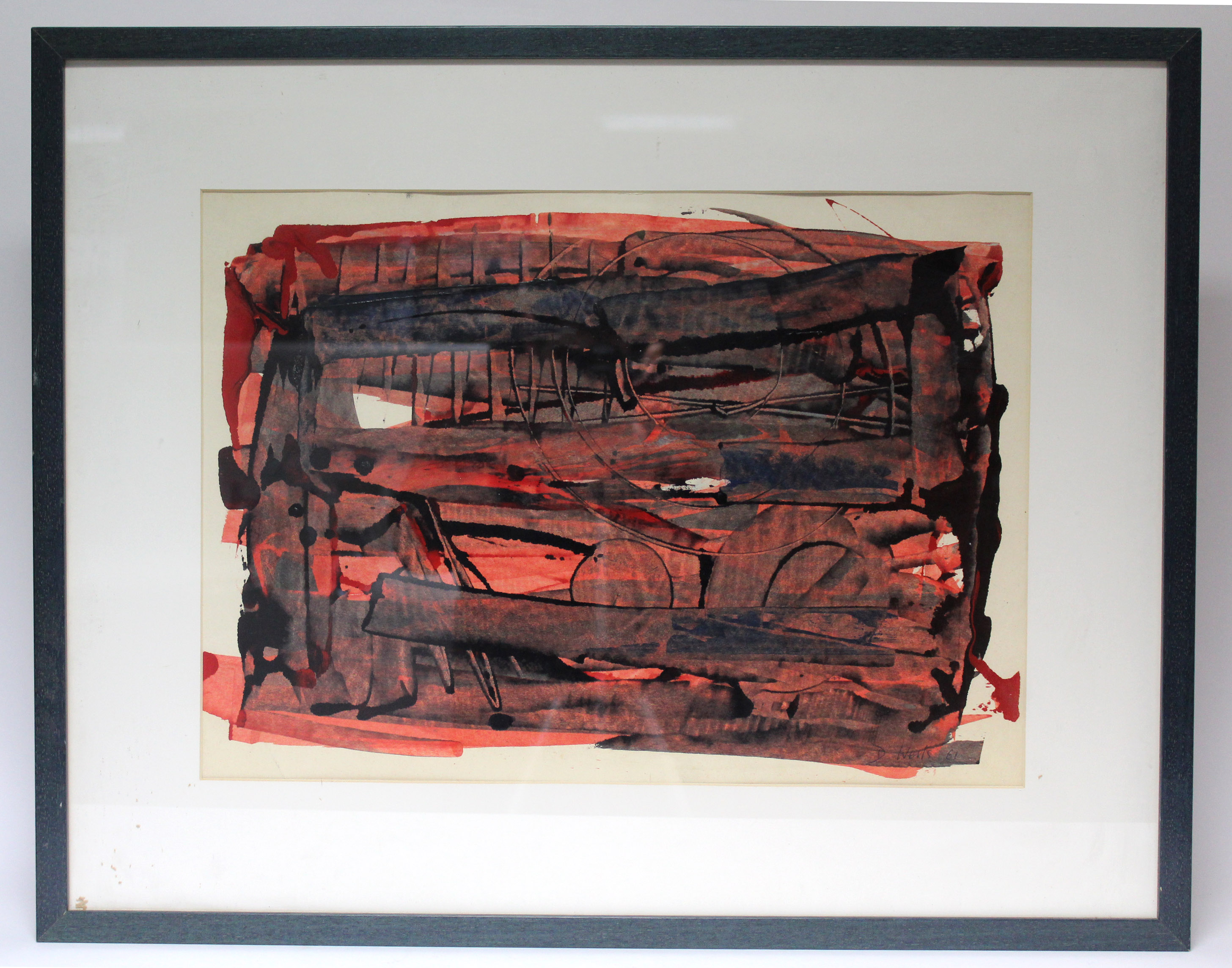 WELLS, Donald (1929-2014). An untitled abstract study. Signed & dated ’61 to lower right; mixed