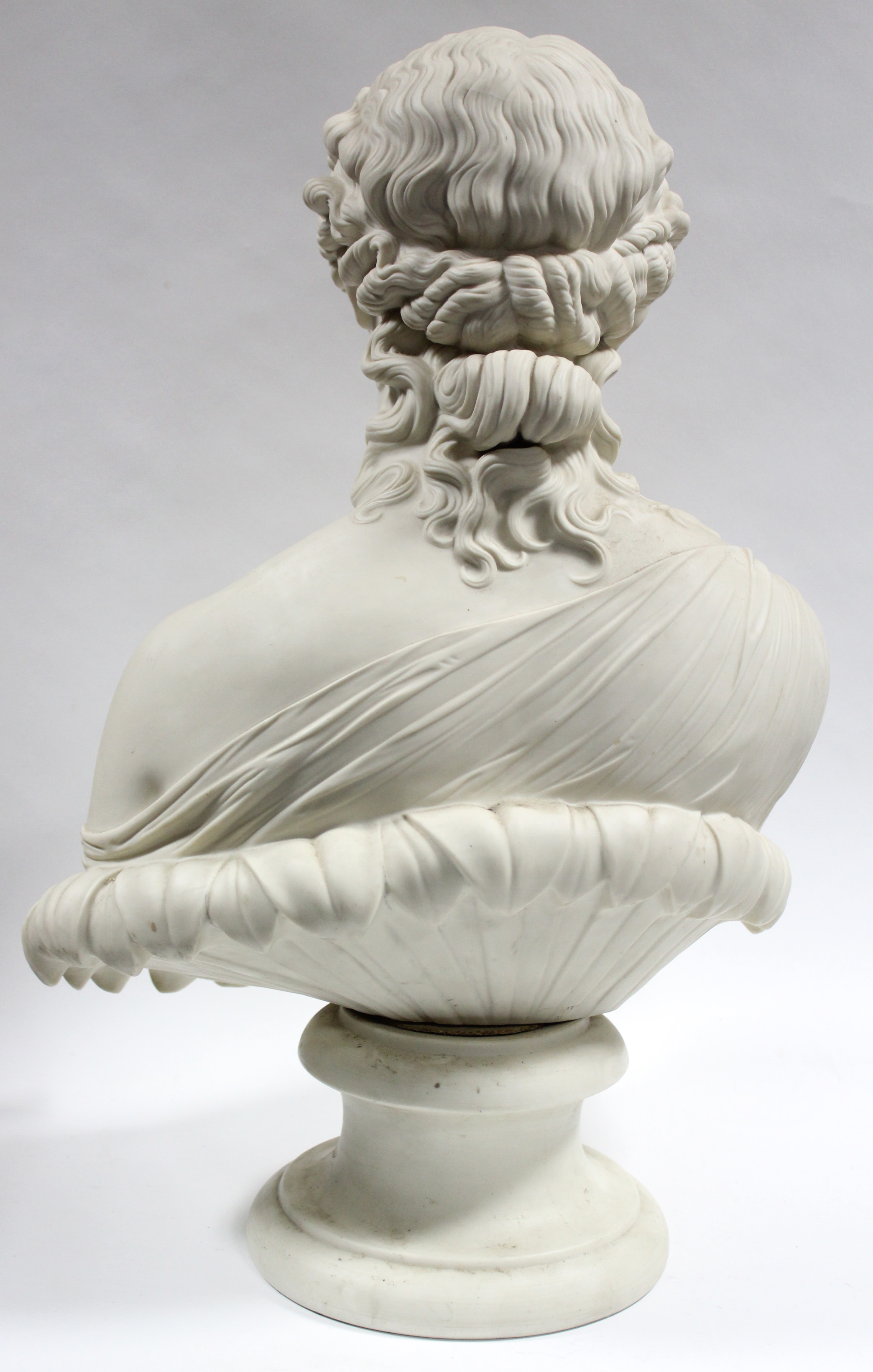 A LARGE COPELAND PARIAN BUST OF CLYTE, after the antique, circa 1876, on round socle, impressed - Image 4 of 4