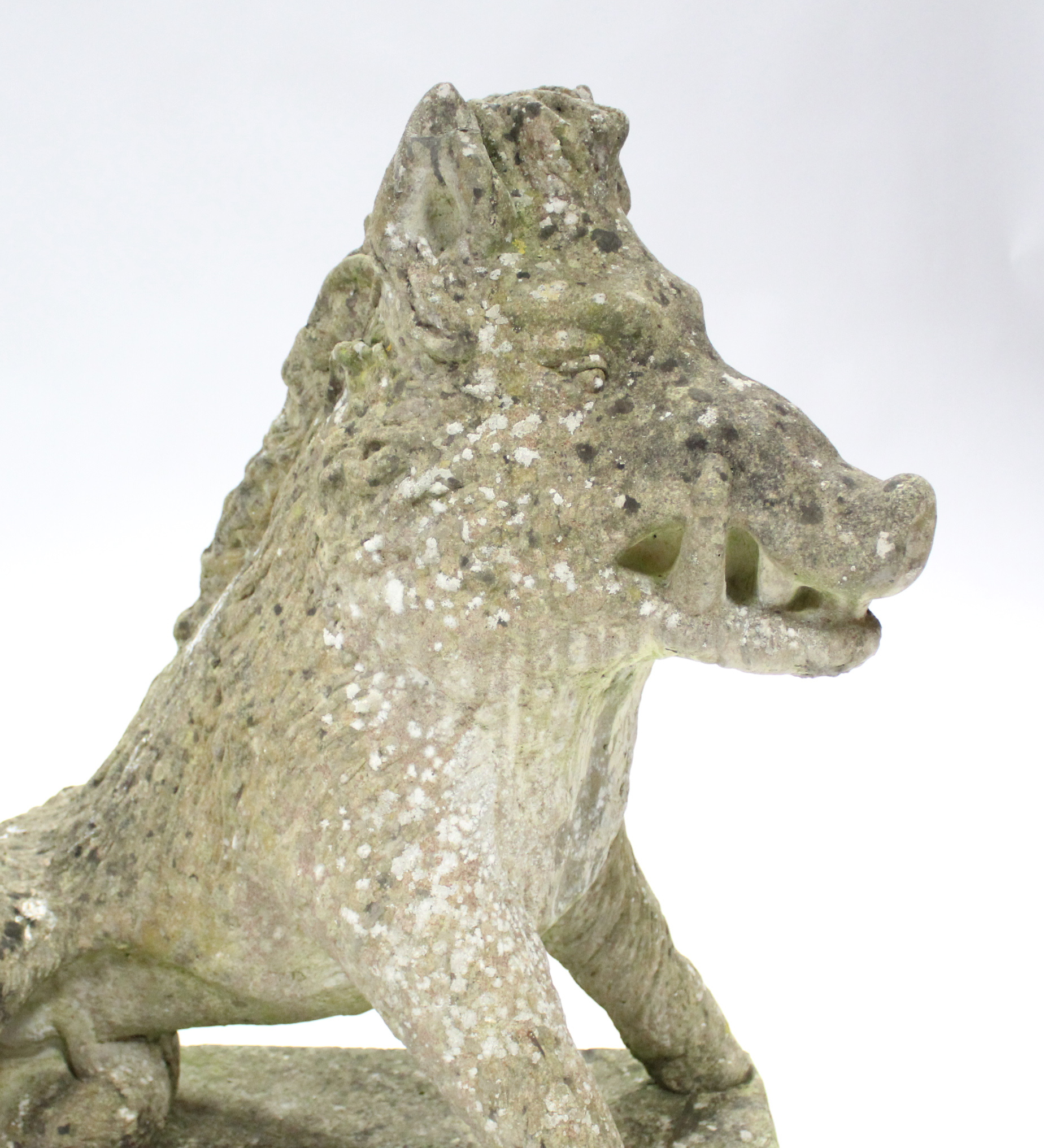 A large reconstituted stone model of the Uffizi boar, after the antique, on platform base; 30” - Bild 3 aus 5