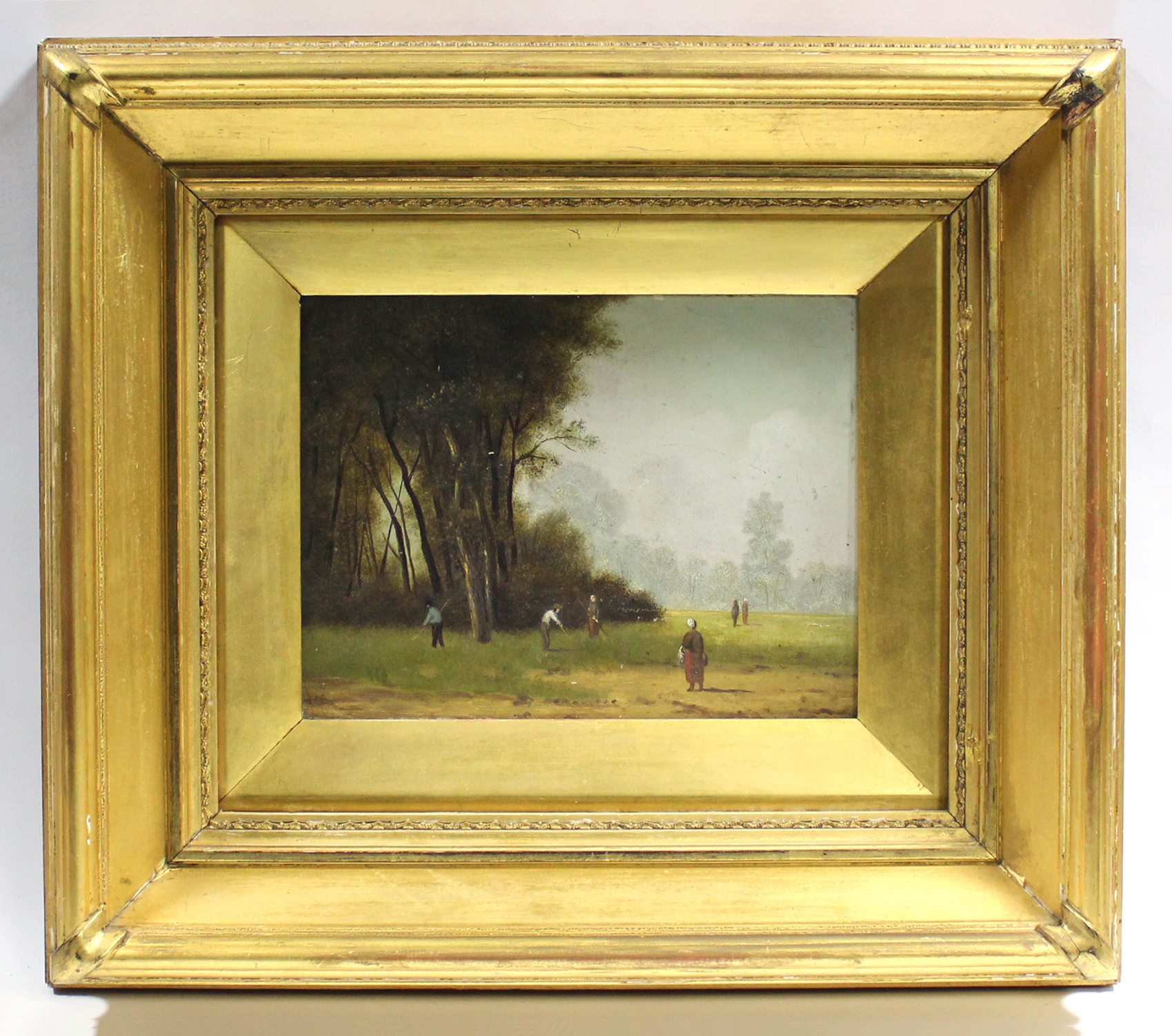 COROT, Jean-Baptiste-Camille (1796-1875) style of. Farm workers in a field with woodland to the - Image 2 of 3