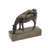 SIMPSON, Juliet (Contemporary). A bronzed resin (?) sculpture titled: “Boy on Pony”. Signed &