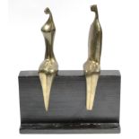 BEN-SHALOM, Itzik (Born 1945). A pair of bronze seated figures titled: “Reverie”, 7½” high, each