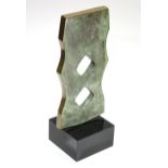 MICHIE, Alistair (1921-2008). A green-patinated bronze abstract form titled: “Link Pin”, number 2/