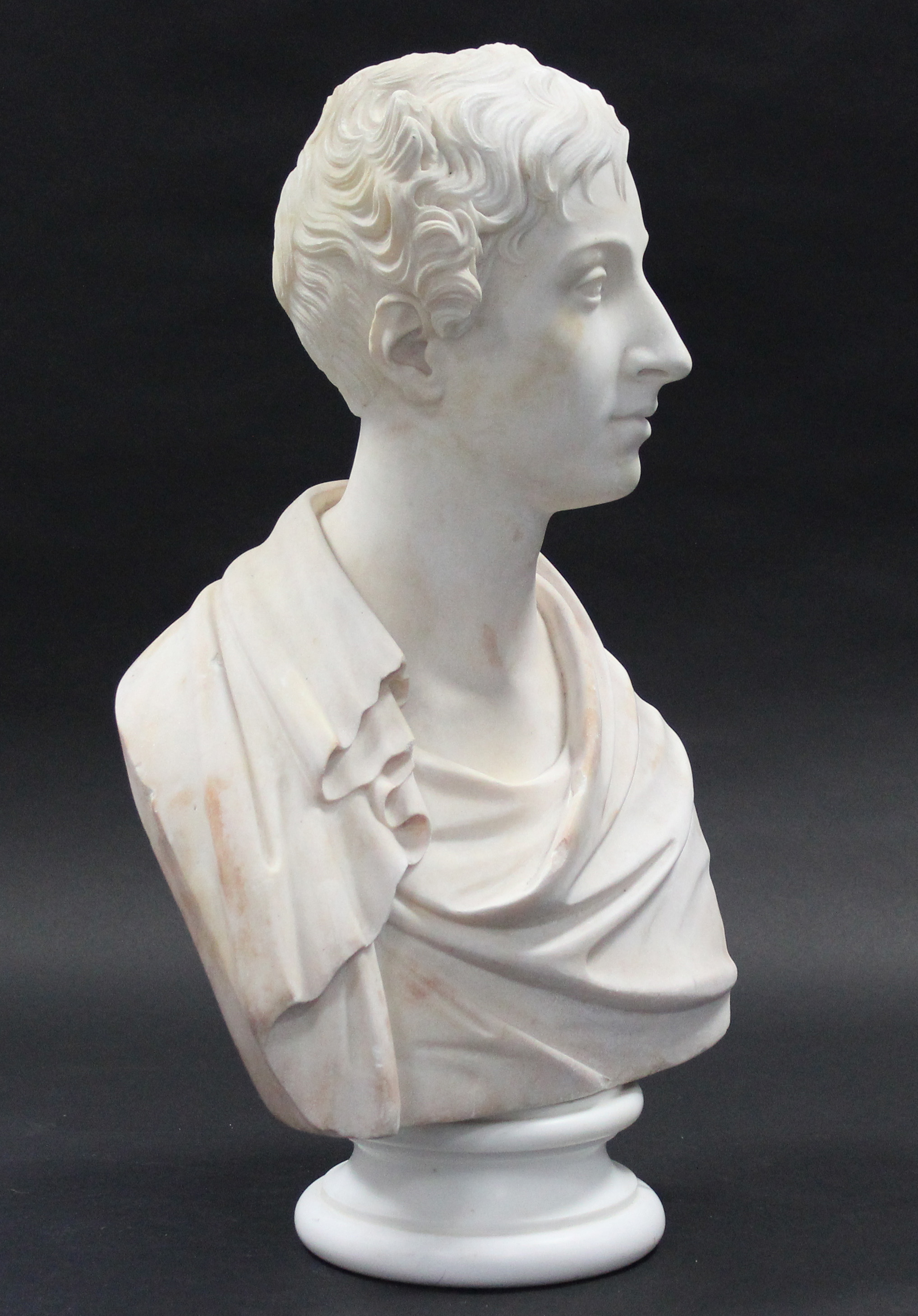 *PLEASE NOTE AMENDED DESCRIPTION* TRENTANOVE, Raimondo (1792-1832).A sculptured white marble male - Image 2 of 4