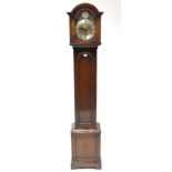 A Tempus Fugit grandmother clock with black roman numerals to the silvered & brass two-part