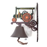 A modern painted cast-iron house bell “Joseph Brewer & Sons”, 13” high.