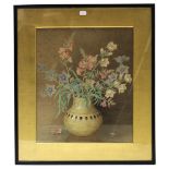 Three decorative pictures each in glazed frame, & five decorative plates.