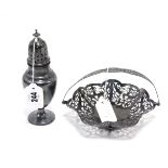 A George V silver sugar sifter, 7” high, Birmingham 1928; & a silver circular sweetmeat dish, 5½”