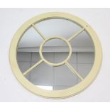 An India Jane cream-finish composition large circular wall mirror, 36” diam.