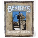 A mid-20th century painted wooden sign “BENTLEYS RESTAURANT AND BAR”, 30” x 25” (slight faults), & a
