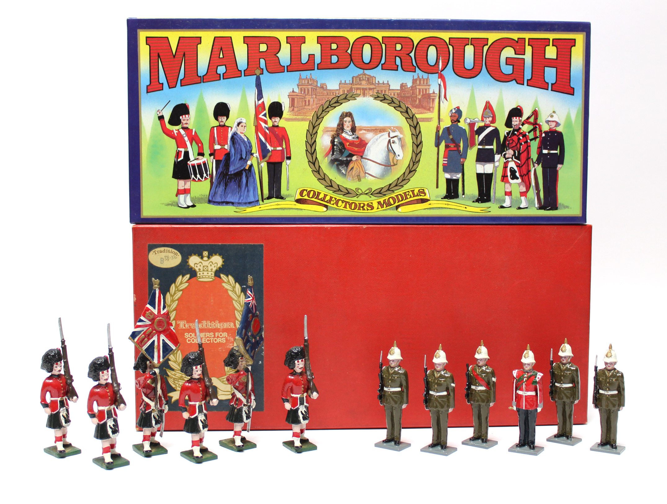 A set of Tradition painted metal soldier figures; & a set of Marlborough painted metal figures “