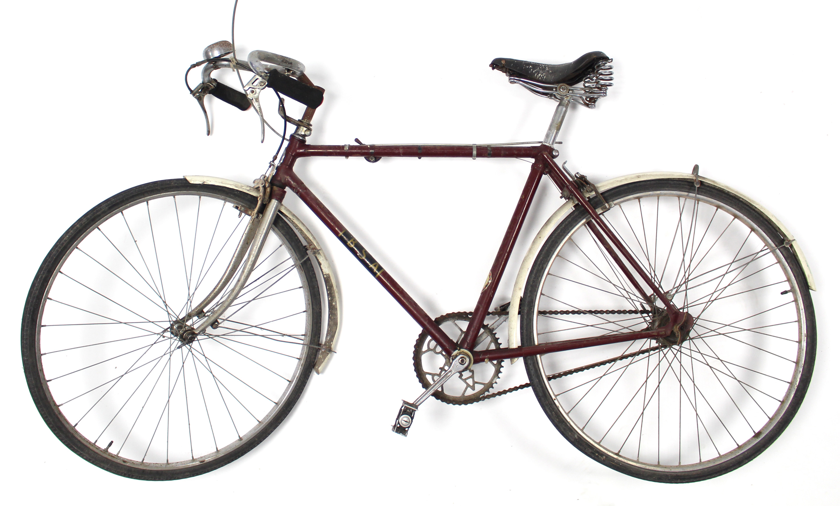 A mid-20th century B.S.A. gents bicycle (crimson) w.a.f.