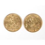 Two George V Half-Sovereigns; 1914 (Sydney Mint), & 1911.