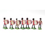 Seven painted metal Scots Guard bandsmen figures, unboxed.