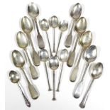 Eight various silver teaspoons; six silver Belton Park (golf club) coffee spoons; & two other silver