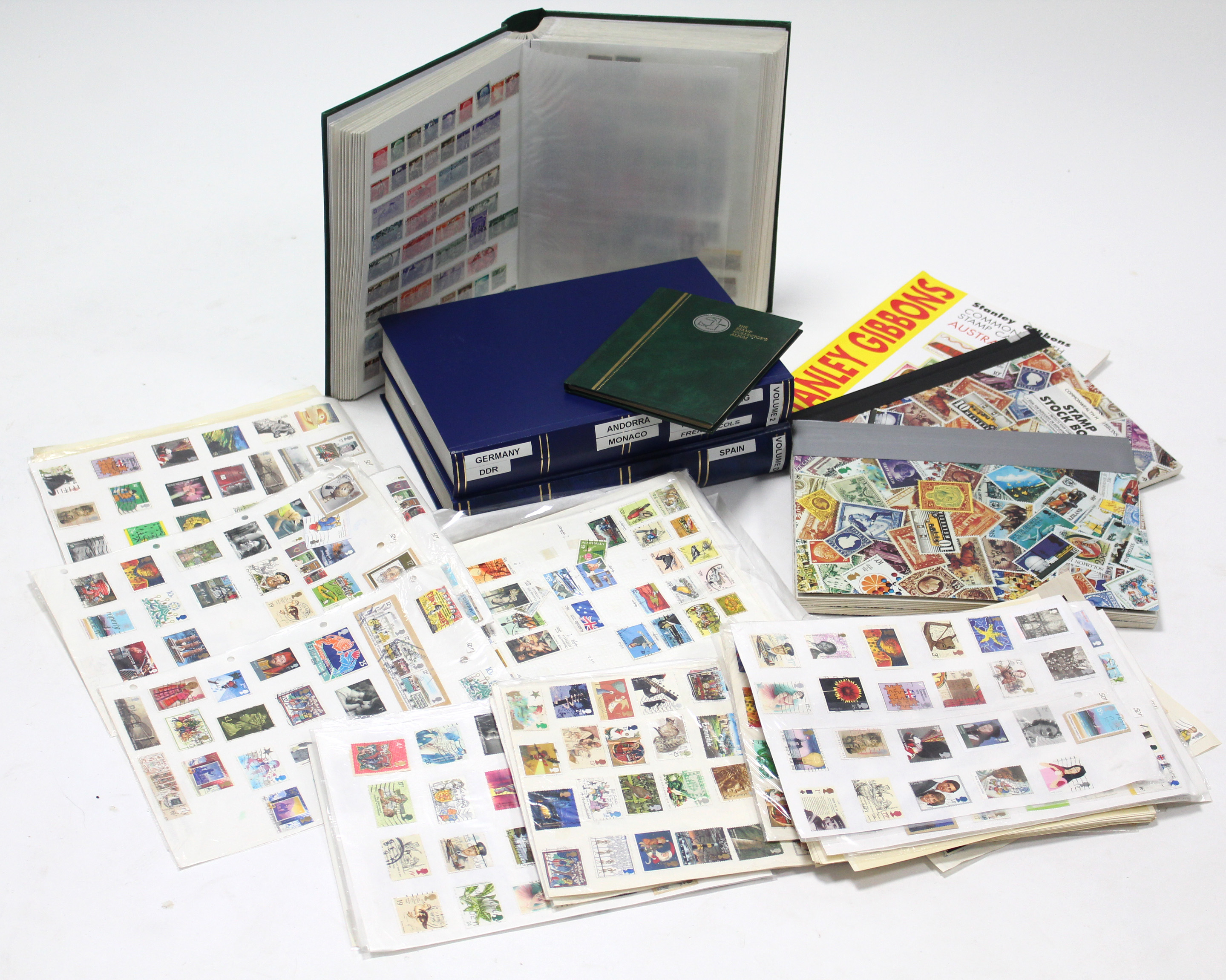 An extensive collection of European stamps contained in three large stock books; a collection of