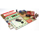 Three board games; various sets of playing cards, etc.