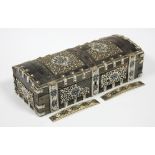 A late 19th century Indian bone decorated rectangular trinket box, 10½” wide, w.a.f.