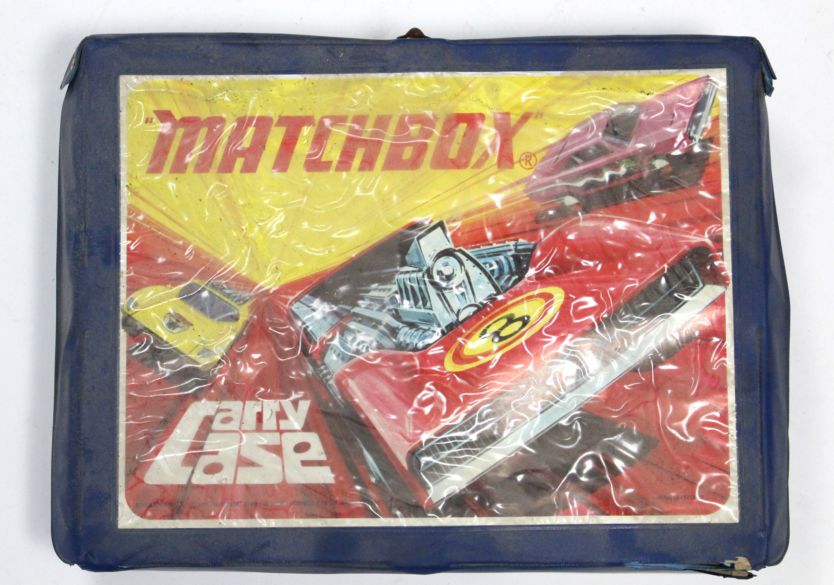 A Matchbox “No. 8” car carry case containing sixty-four scale models.
