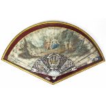 A LATE 18th century PAINTED FAN, decorated with a classical figure scene within a floral border, the