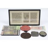 A quantity of British & foreign coins, commemorative medals; tokens, banknotes, novelty banknotes,