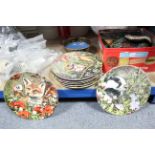 Various items of crested china; numerous collectors plates; various modern light fittings; &