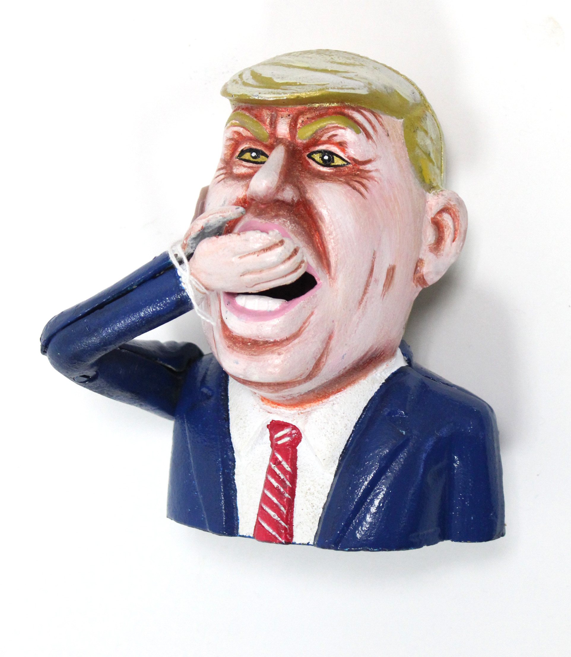 A modern painted cast-iron 'Donald Trump' novelty money box, 6¾” high. - Image 2 of 2