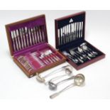 Two canteens of cutlery each in fitted case; together with various other items of cutlery &