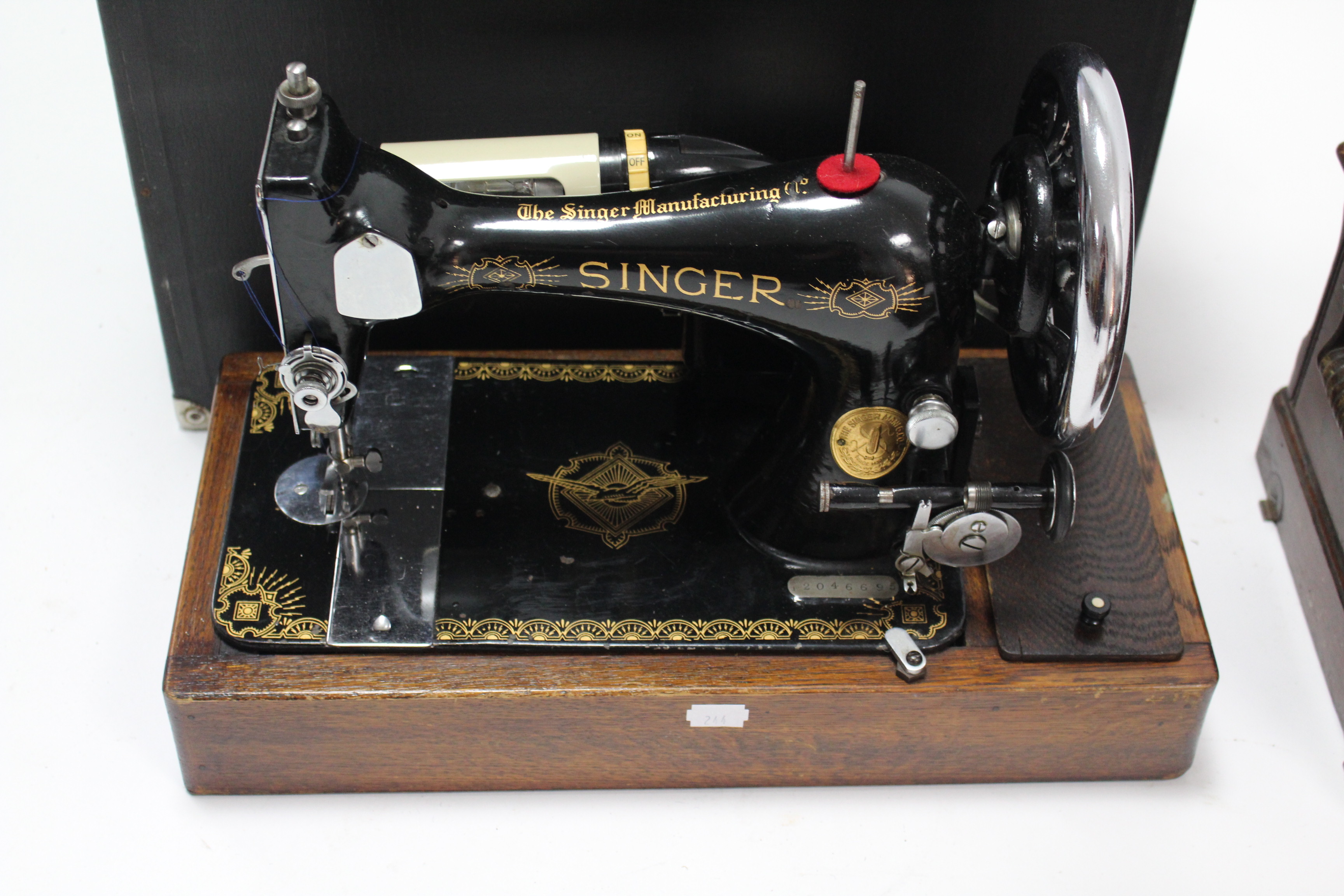 A Singer hand-sewing machine; & a ditto electric sewing machine, each with case. - Image 4 of 4