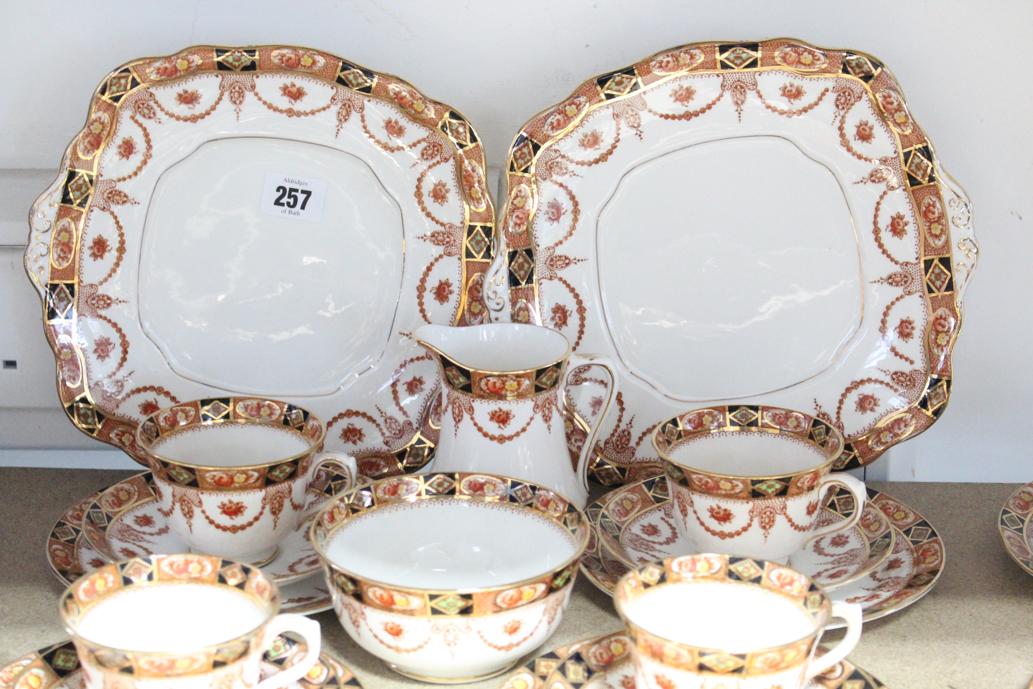 A Royal Albert Crown China floral decorated forty-piece tea service (pattern no. 3961, settings