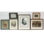 Six various coloured prints & engravings, each in glazed frame.