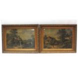 A pair of Victorian oleograph prints – rural scenes, 19” x 27½”, in matching glazed gilt frames.