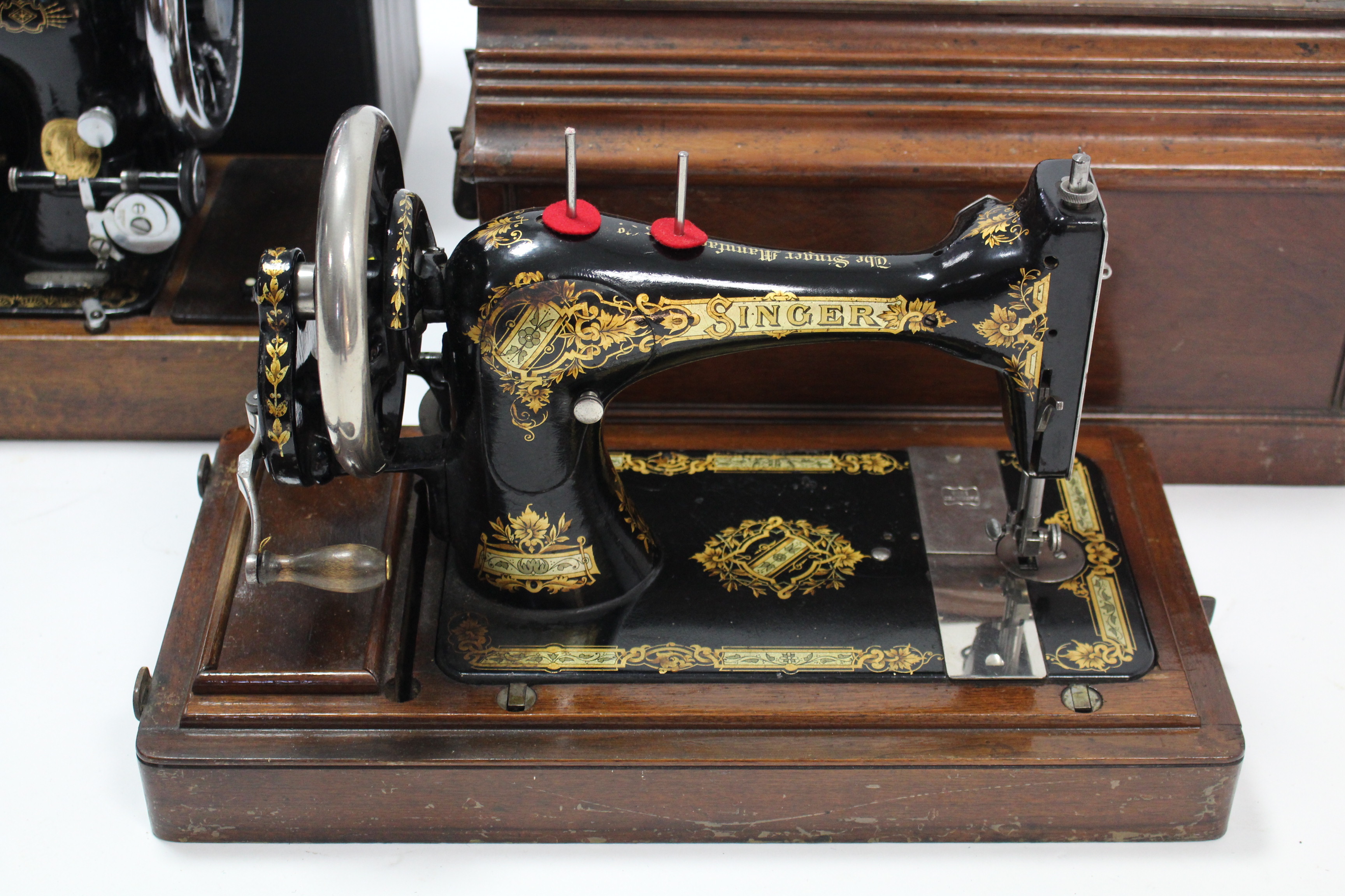 A Singer hand-sewing machine; & a ditto electric sewing machine, each with case. - Image 2 of 4