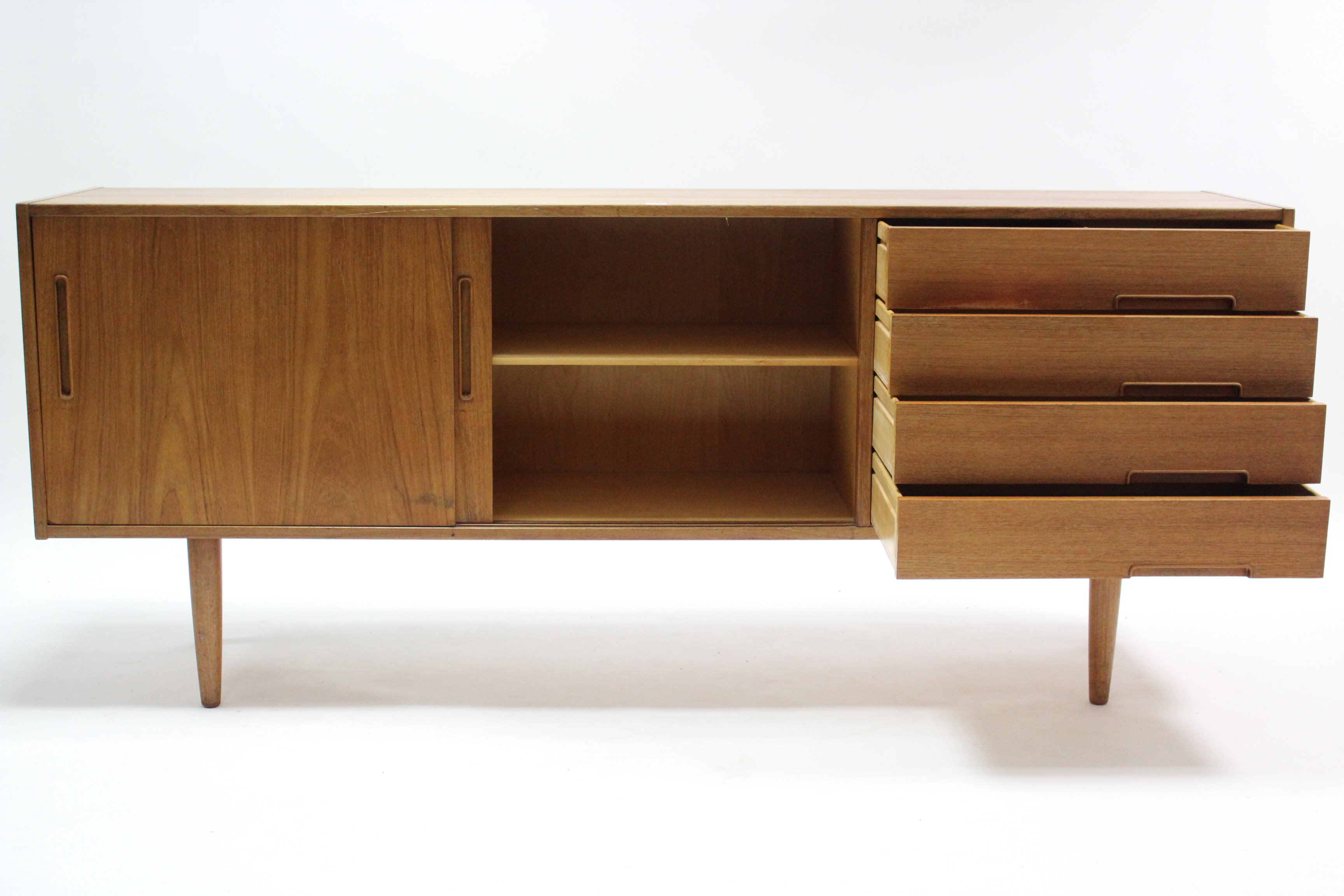 A 1960’s TROEDS OF SWEDEN “TRENTO” TEAK SIDEBOARD fitted four long drawers to the right-hand side, - Image 2 of 12