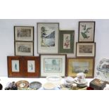 Nine various decorative pictures; & various items of decorative china, platedware, etc.