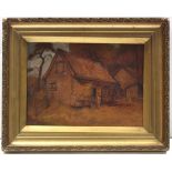 ENGLISH SCHOOL, late 19th/early 20th century. “Woodsheds, The Grove, Ipswich”. Oil on board; 11¾”