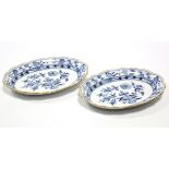 A pair of late 19th/early 20th century Meissen oval blue & white “onion” pattern dishes with